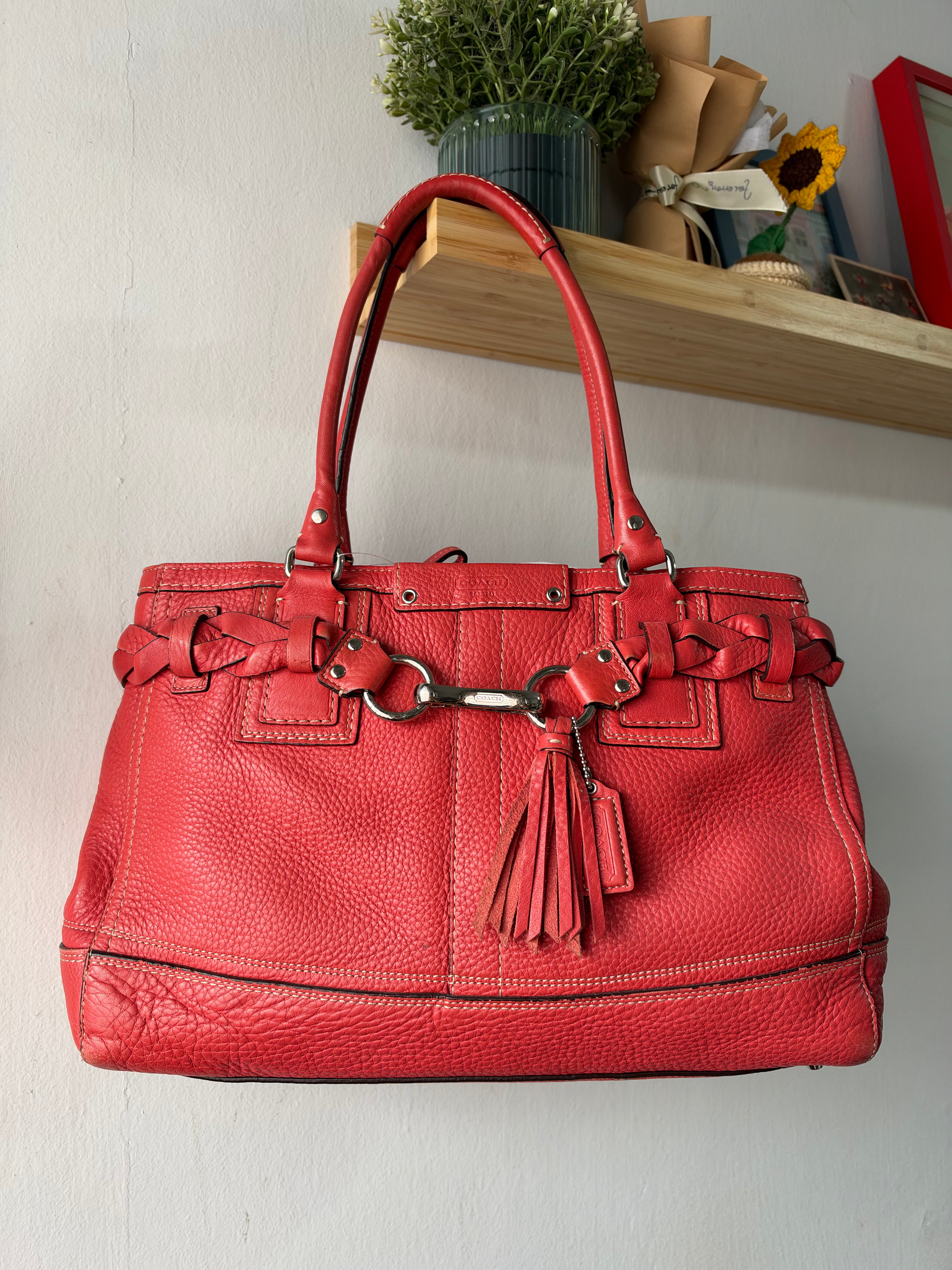 Coach Hamptons Pebbled Leather Tote Bag