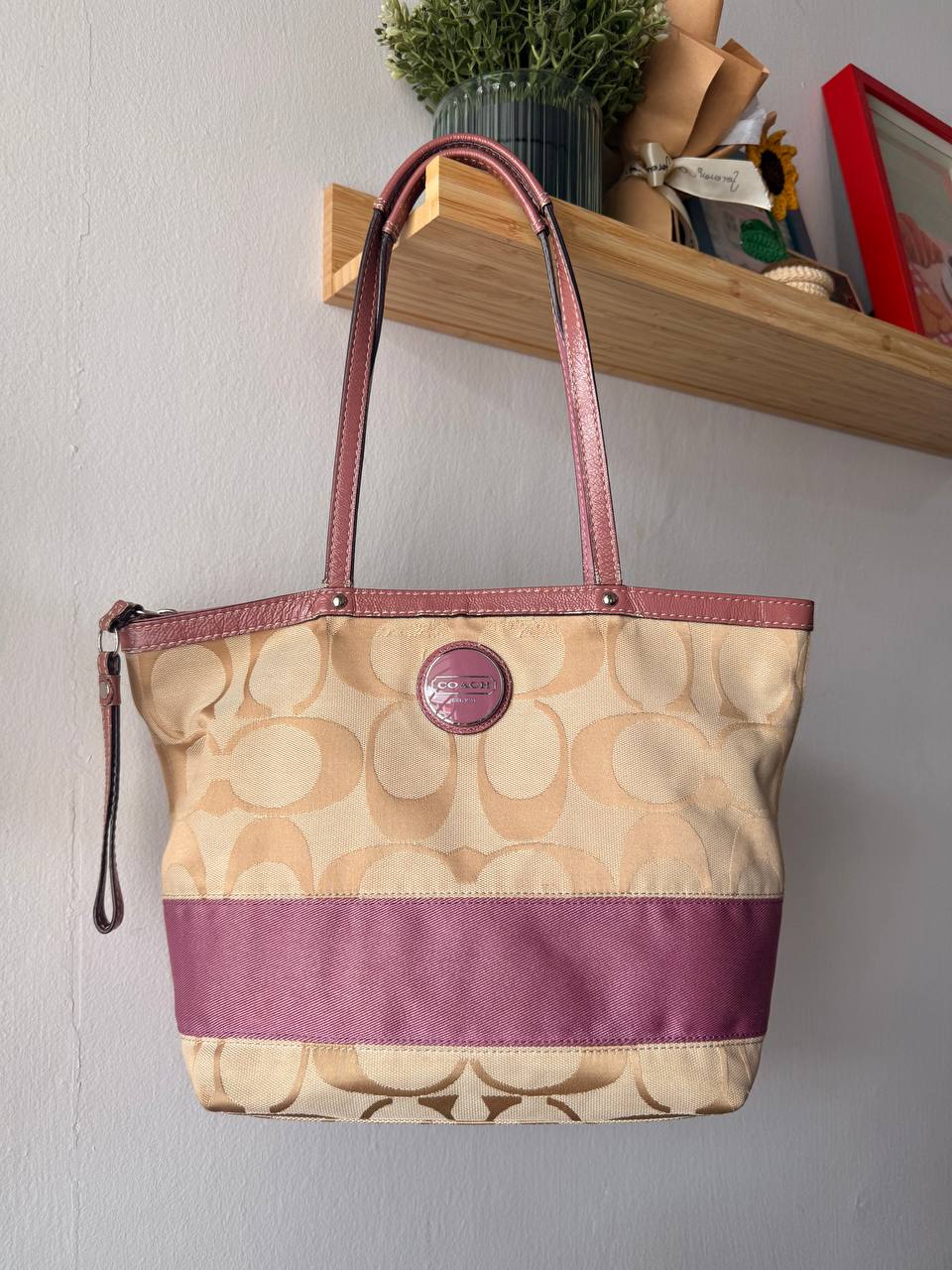 pink monogram tote