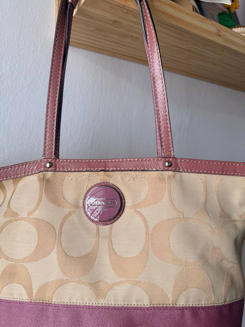 pink monogram tote