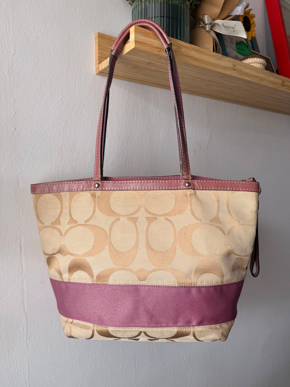 pink monogram tote